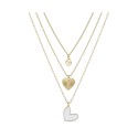 14K Gold Flash-Plated 3-Pieces White Heart Layered Pendants Set