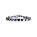 Sterling Silver Blue Cubic Zirconia Pear-cut Bracelet