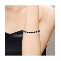 Sterling Silver Blue Cubic Zirconia Pear-cut Bracelet