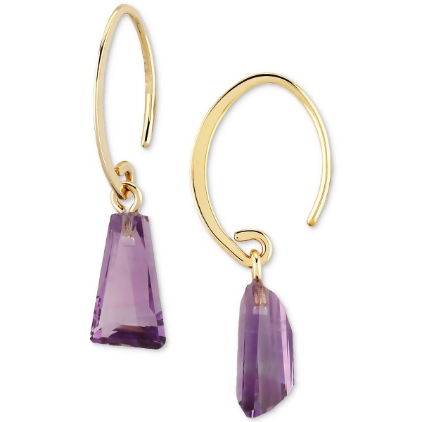 Amethyst Trapezoid Drop Earrings (3-1/10 ct) in 10k Gold