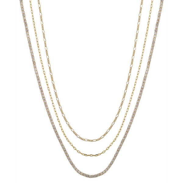 Multi Crystal and Chain Necklace Set, 3 piece