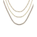 Multi Crystal and Chain Necklace Set, 3 piece