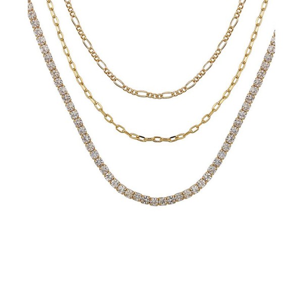 Multi Crystal and Chain Necklace Set, 3 piece