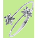 Silver-Tone Crystal Flower Cluster Bypass Bangle Bracelet