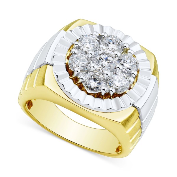 Men's Diamond Cluster Ring (2 ct) in 10k Two-Tone Gold