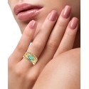 Turquoise & Diamond (1/6 ct) Multirow Ring in 14k Gold