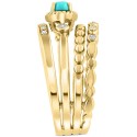 Turquoise & Diamond (1/6 ct) Multirow Ring in 14k Gold