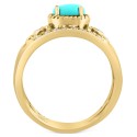 Turquoise & Diamond (1/6 ct) Multirow Ring in 14k Gold