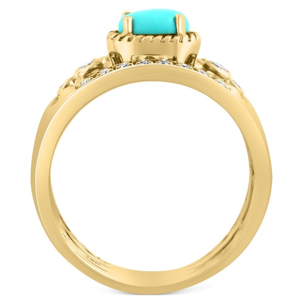 Turquoise & Diamond (1/6 ct) Multirow Ring in 14k Gold