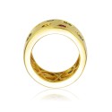 14K Gold Plated Wide Band Ring with Spotted Multi-Colored Cubic Zirconia