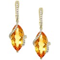 Citrine & Diamond Drop Earrings in 14k Gold