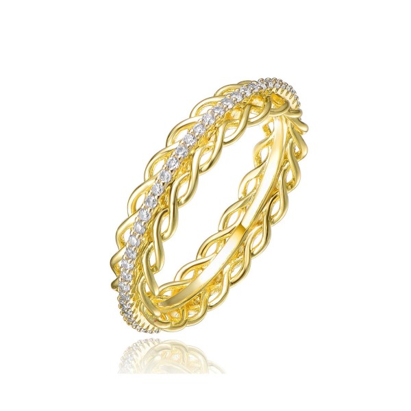 14K Gold Plated Cubic Zirconia 2 Chain Band Ring