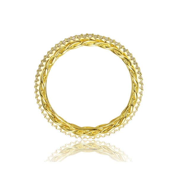 14K Gold Plated Cubic Zirconia 2 Chain Band Ring