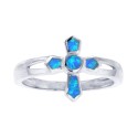 Opal Inlay Cross Ring in Sterling Silver