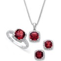 Garnet (4-3/4 ct) and Diamond Accent Necklace, Earrings and Ring Set