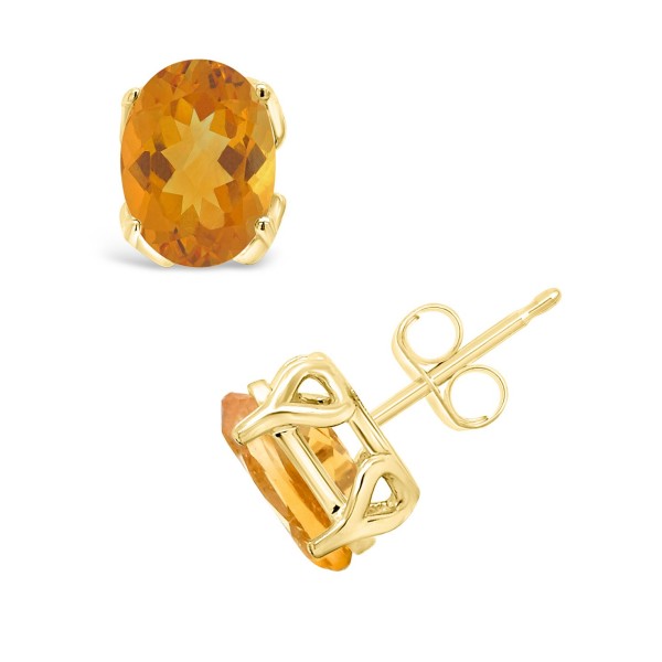 Citrine (2-3/8 ct) Stud Earrings in 14K Yellow Gold