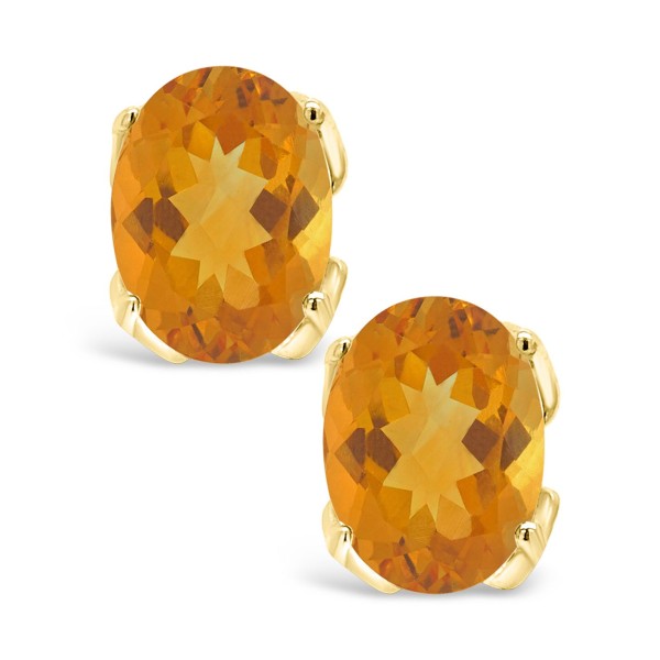 Citrine (2-3/8 ct) Stud Earrings in 14K Yellow Gold