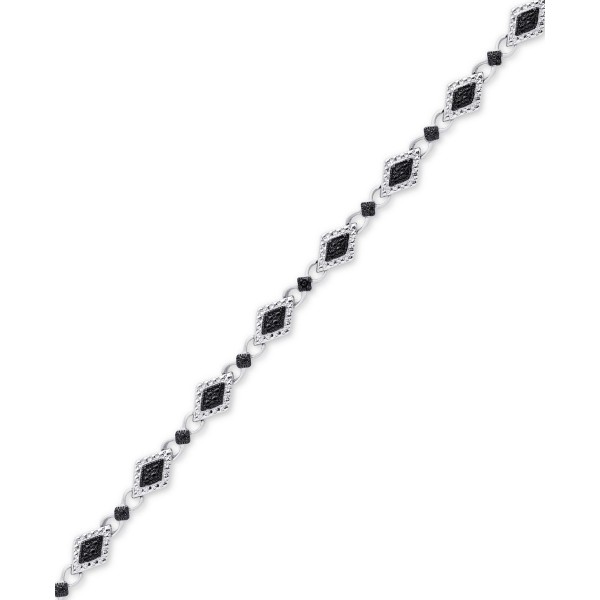 Diamond Accent Marquise Link Bracelet in Silver-Plate