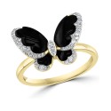 Diamond (1/5 ct) & Onyx (3-1/2-4-1/2) Butterfly Statement Ring