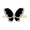 Diamond (1/5 ct) & Onyx (3-1/2-4-1/2) Butterfly Statement Ring