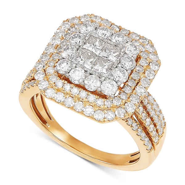 Diamond Cluster Engagement Ring (2 ct) in 10k Gold