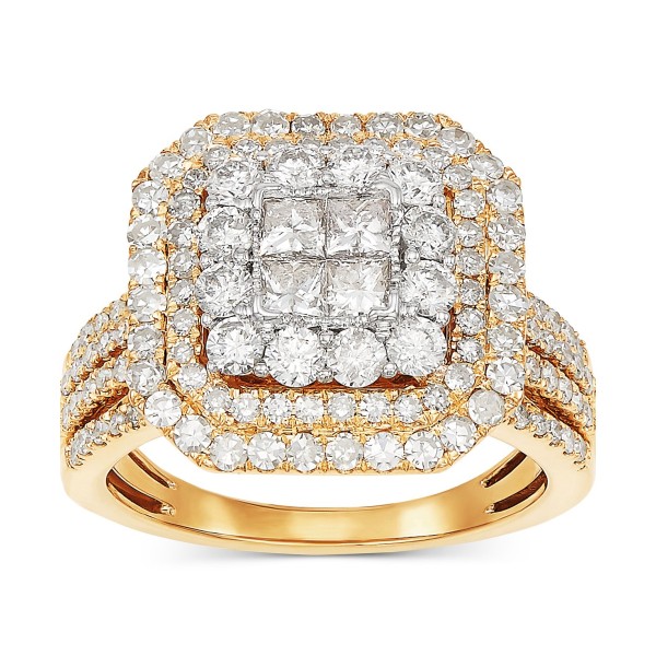 Diamond Cluster Engagement Ring (2 ct) in 10k Gold