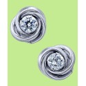 Cubic Zirconia Love Knot Stud Earrings in 10k White Gold