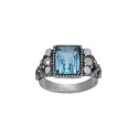 Silver-Tone Aqua Stone Ring