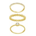 Gold Plated 3-Piece Clear Cubic Zirconia and Band Ring Set