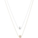 Two-Tone Two-Row Bead Pendant Necklace, 17