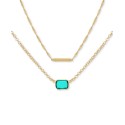 Gold-Tone Bar & Green Stone Layered Necklace, 18