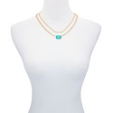 Gold-Tone Bar & Green Stone Layered Necklace, 18