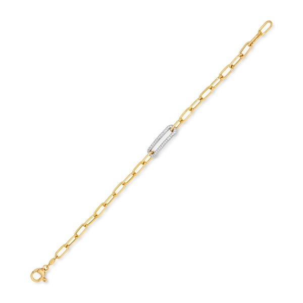 Diamond Bar Paperclip Link Chain Bracelet (1/5 ct)