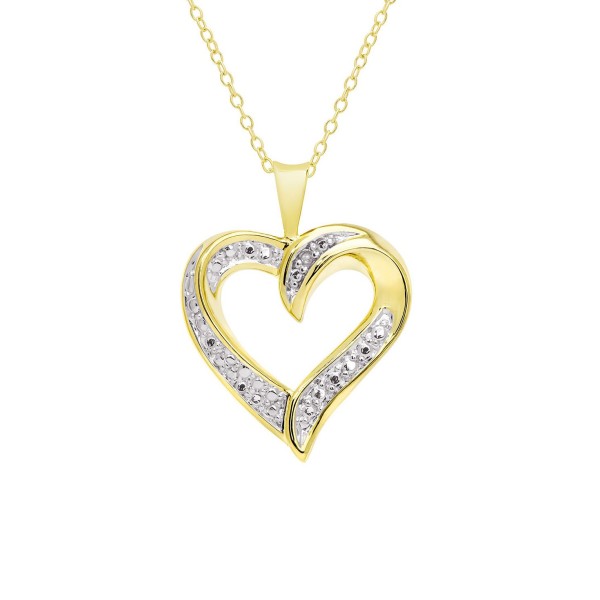 Diamond Accent Gold-plated Open Heart Pendant Necklace