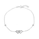 Interlocking Hearts Ankle Bracelet in Sterling Silver