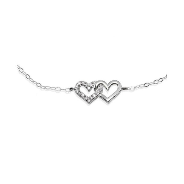 Interlocking Hearts Ankle Bracelet in Sterling Silver