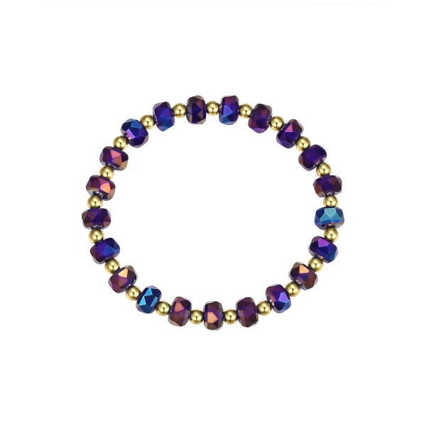 Mystic Color Crystal and Gold Ball Stretch Bracelet