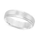 Men's White Tungsten Carbide Ring, Comfort Fit Wedding Band (6mm)