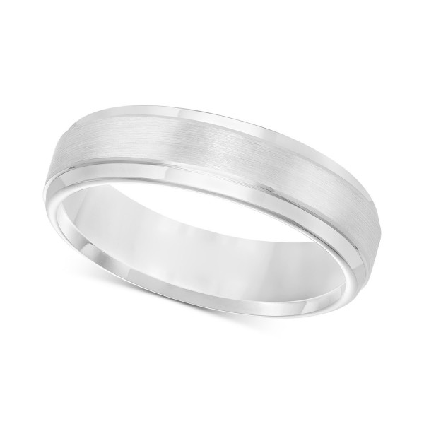 Men's White Tungsten Carbide Ring, Comfort Fit Wedding Band (6mm)