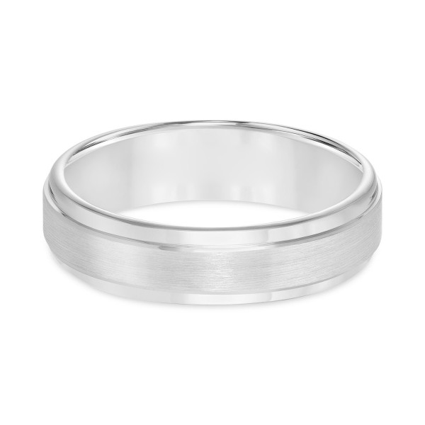 Men's White Tungsten Carbide Ring, Comfort Fit Wedding Band (6mm)