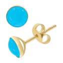 Turquoise (6-1/2mm) Stud Earrings in 14k Gold