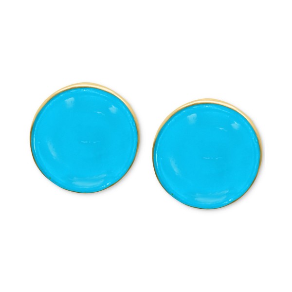 Turquoise (6-1/2mm) Stud Earrings in 14k Gold