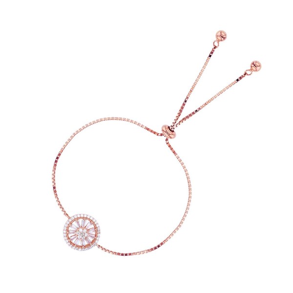 Cubic Zirconia Round and Baguette Wheel Adjustable Bracelet