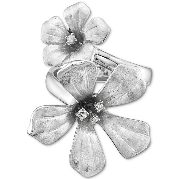 Diamond Flower Statement Ring (1/10 ct) in Sterling Silver