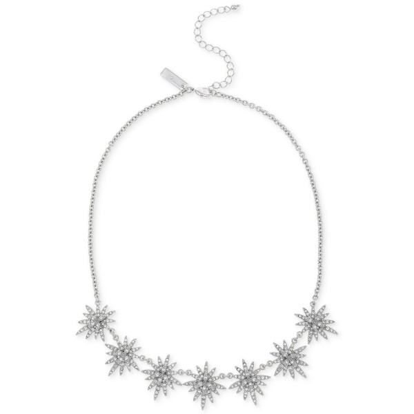 Silver-Tone Pavé Star Statement Necklace, 17