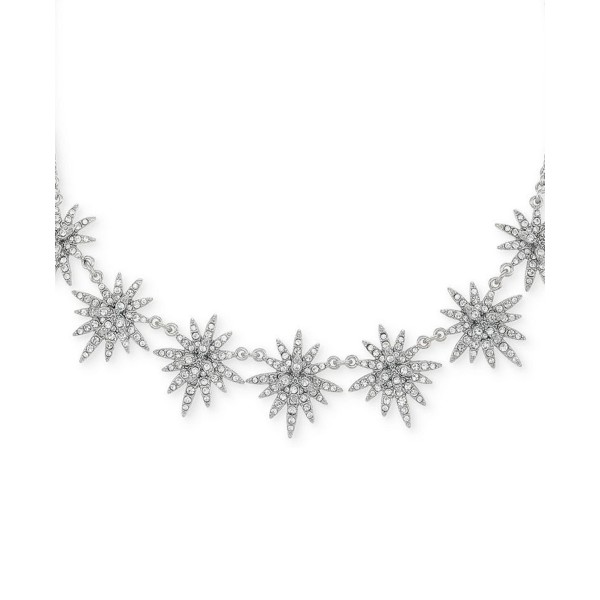 Silver-Tone Pavé Star Statement Necklace, 17