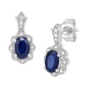 Sapphire (1-1/3 ct) & Diamond Drop Earrings in 14k White Gold