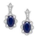 Sapphire (1-1/3 ct) & Diamond Drop Earrings in 14k White Gold