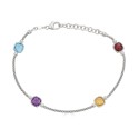 Multi-Gemstone Link Bracelet (3-5/8 ct) in Sterling Slver