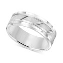 Men's White Tungsten Carbide Ring, 8mm Diamond-Cut Wedding Band